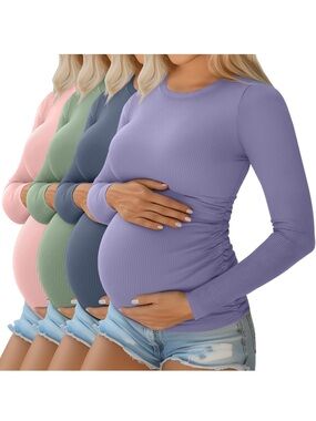 Maternity long sleeve cotton ribbed shirts